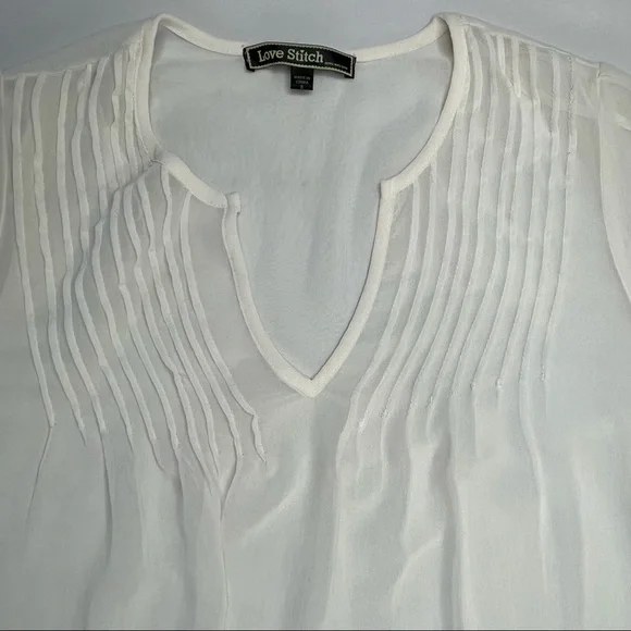 Love Stitch Sheer Embroidered Top Size Small - Picture 3 of 12